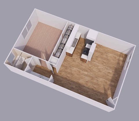 Floor plan for 1 bed, 1 bath, 700 sqft